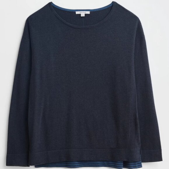NWT Whitestuff Navy Cotton Rich Textured Crew Neck Olivia Jumper size ~ 10-12 - Picture 16 of 16